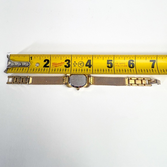 ⌚️ Vintage George Gold-Tone Ladies Dress Watch Diamond-Style Accents Blue Dial - Picture 11 of 11